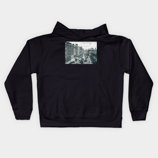 Grafton Street scene Dublin circa 1902 Kids Hoodie by artfromthepast